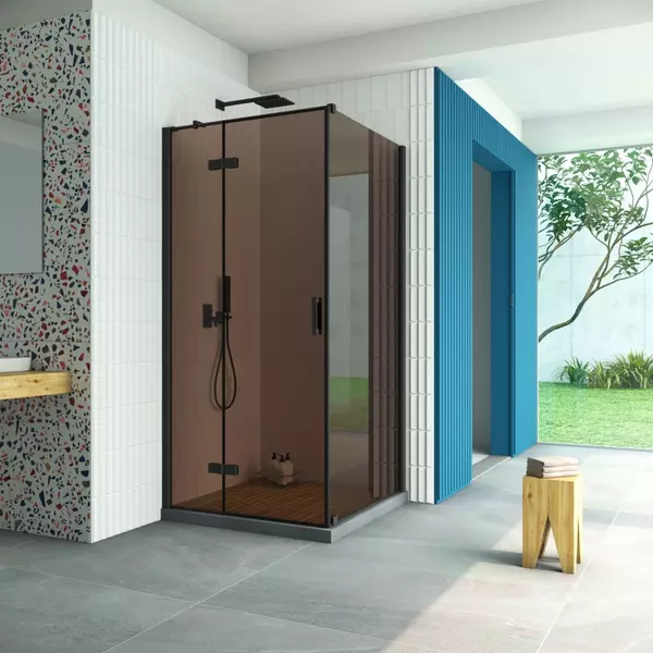 Душевой угол-ограждение «Vegas Glass» AFP-Fis Retta 120/100 бронза/чёрный матовый без поддона левый