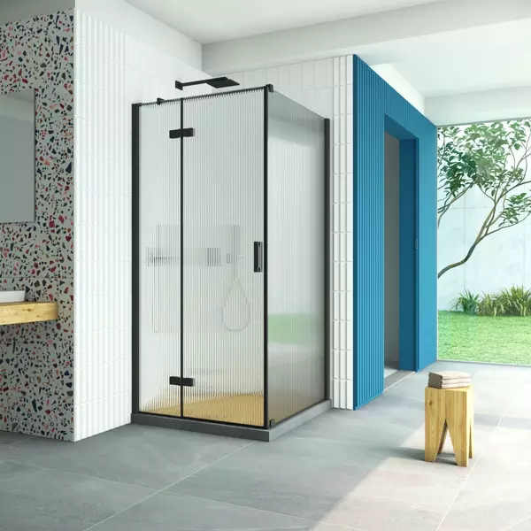 Душевой угол-ограждение «Vegas Glass» AFP-Fis Retta  120/120 Moru/чёрный матовый без поддона левый