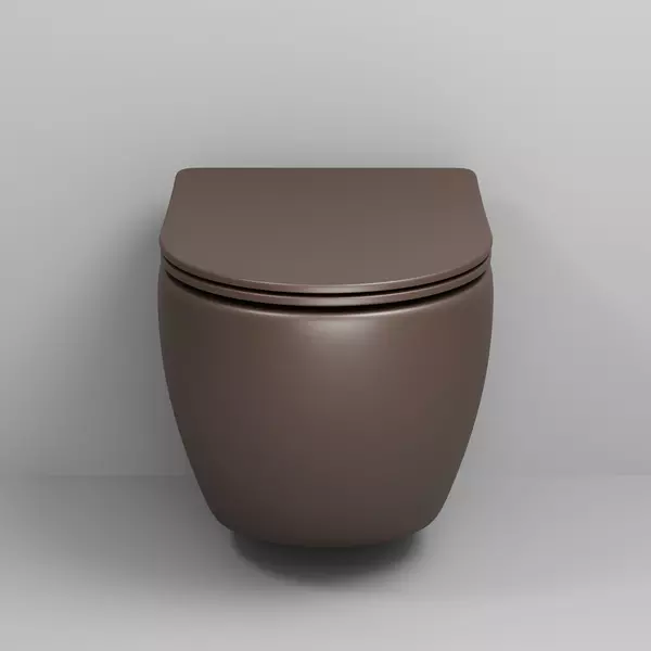 

Подвесной унитаз безободковый «Grossman» GR-4455BRMS коричневый матовый с сиденьем ультратонкое дюропласт с микролифтом