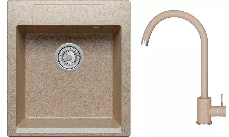 

Мойка для кухни «Polygran» Argo 460 46/51 444706-848993 и смеситель Альтаир искусственный камень песочный