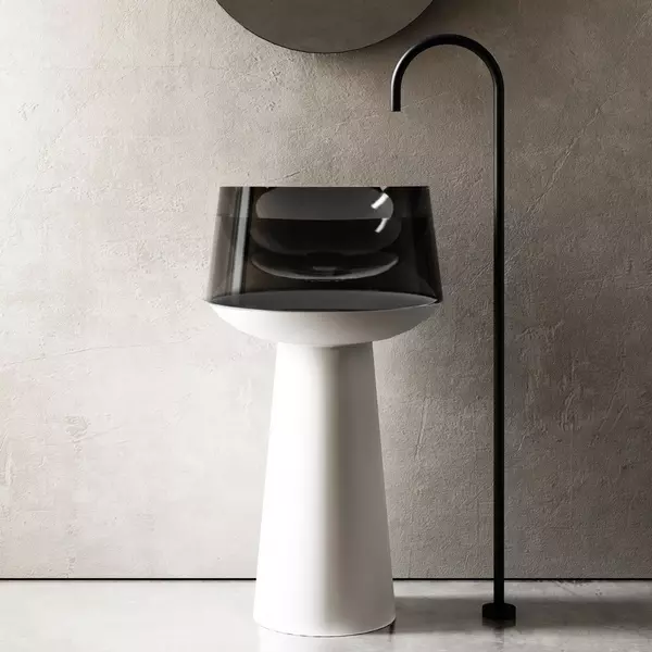 

Раковина «Abber» Kristall 50/50 AT2706White-Onyx белый/черный с донным клапаном