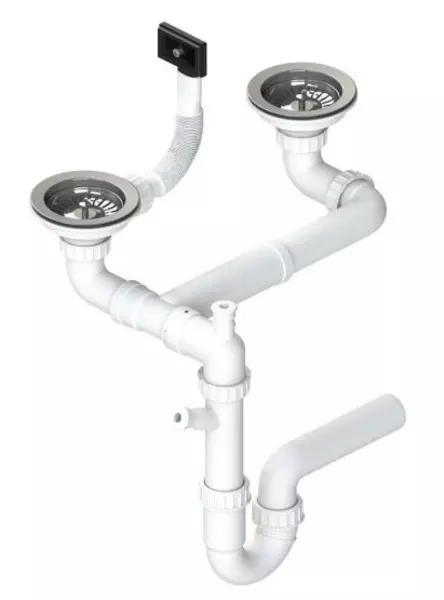 

Сифон для кухонной мойки на две чаши «Alveus» 2XSP 114-PP-114 хром