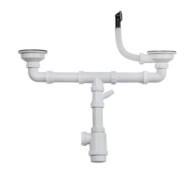 

Сифон для кухонной мойки на две чаши «Teka» 61001166 Сифон 3 1/2 с круглым переливом хром