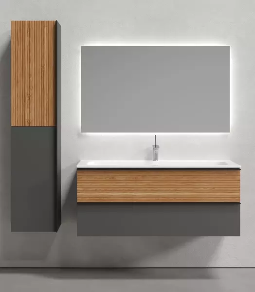 Мебель для ванной подвесная «Sancos» Delta 119,5 дуб красный/графит