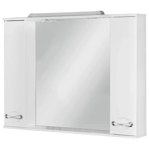 Зеркальный шкаф «Sanflor» Палермо 105 с подсветкой белый глянцевый, цвет серебро