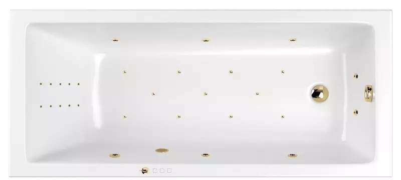 Гидромассажная ванна акриловая «Whitecross» Wave 170/75 Ultra Nano с каркасом с сифоном белая/золото