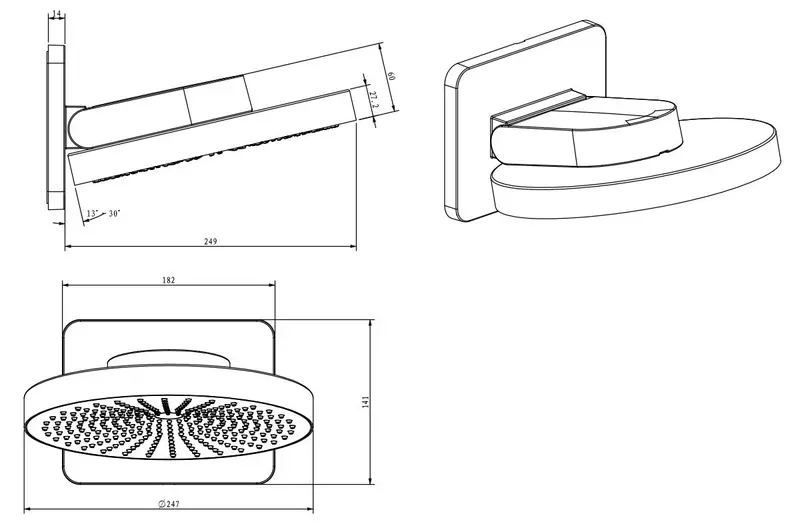 Верхний душ «Vincea» Inspire VSHD-3I1CMB чёрный