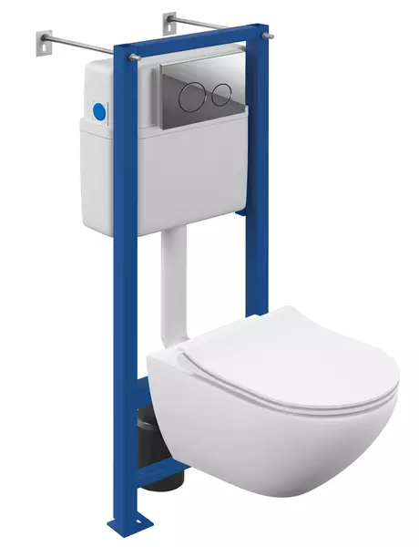 

Комплект инсталляция с унитазом, крышкой и кнопкой смыва «Cersanit» Street Fusion Vortex DPL EO Slim/Vector/Twins безободковый клавиша хром глянец