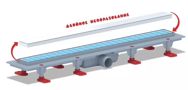 Душевой лоток АНИпласт TL1065 650х62мм TL1065 боковой выпуск под плитку 8499₽