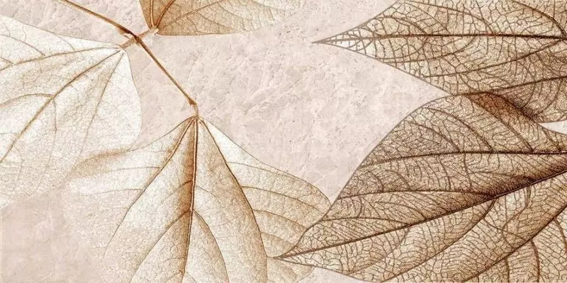 Настенный декор «Тянь-Шань Керамик» Ирида 2 Glossy 60x30 листья TP3688F2 светло-серый