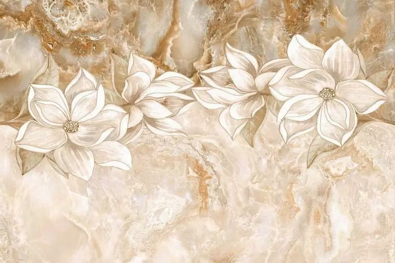 Настенный декор «Тянь-Шань Керамик» Нимфа Glossy 45x30 цветы TP3045097HS коричневый