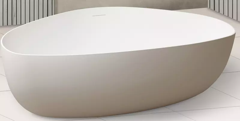 

Ванна из искусственного камня «Abber» Stein AS9608 180/130 с ножками с сифоном белая матовая