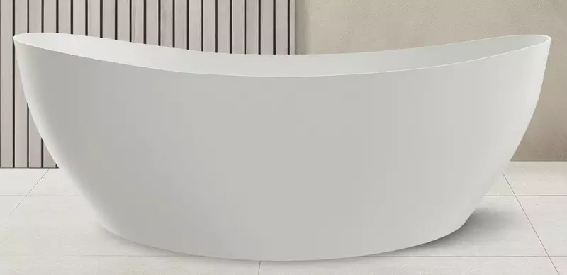 

Ванна из искусственного камня «Abber» Stein AS9615 180/85 с ножками с сифоном белая матовая