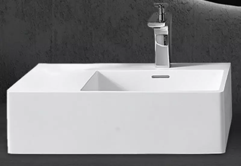 

Раковина «Abber» Stein AS2644 R 56/38 искусственный камень белая матовая правая