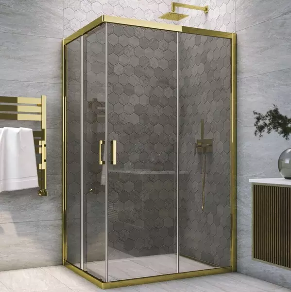 

Душевой угол-ограждение «Vegas Glass» ZA-F Tur Novo h1900 110/80 графит/глянцевое золото без поддона универсальный