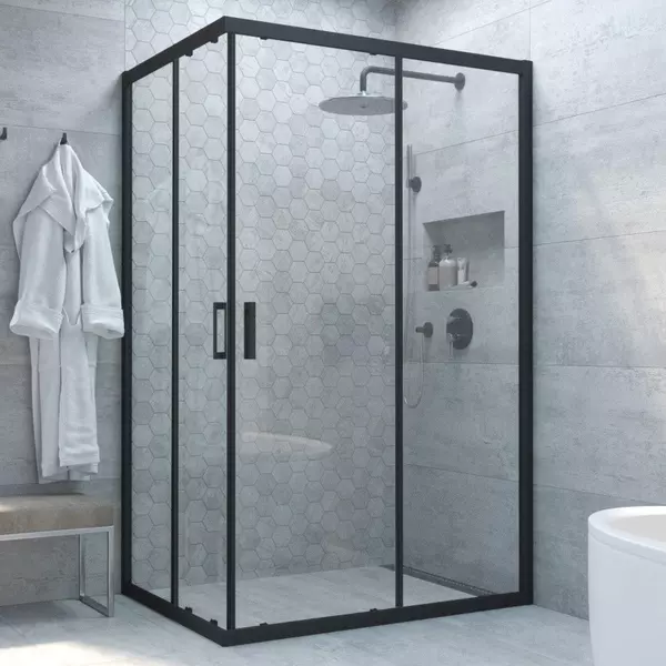 

Душевой угол-ограждение «Vegas Glass» ZA-F Novo 100/90 Crystalvision/чёрный матовый без поддона универсальный