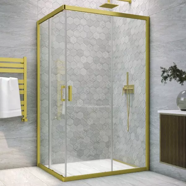 

Душевой угол-ограждение «Vegas Glass» ZA-F Novo 120/80 прозрачный/брашированное золото без поддона универсальный