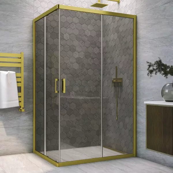 

Душевой угол-ограждение «Vegas Glass» ZA-F Novo 120/80 графит/брашированное золото без поддона универсальный