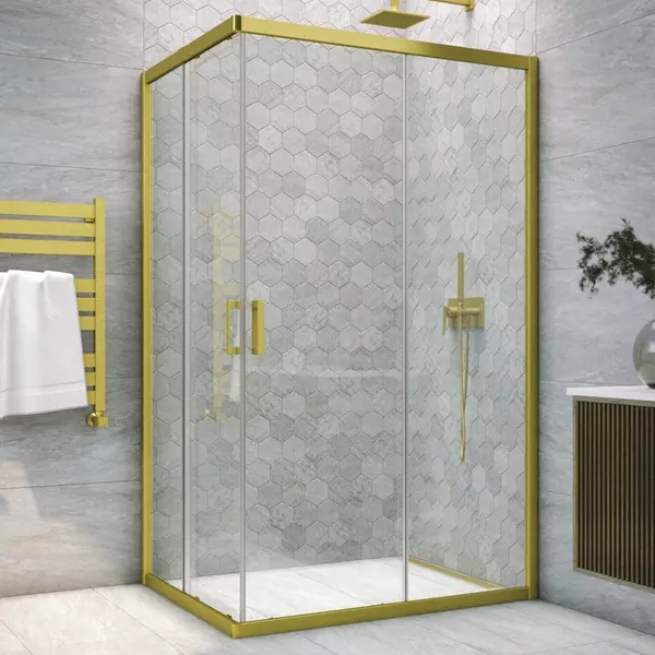 

Душевой угол-ограждение «Vegas Glass» ZA-F Novo 120/90 Crystalvision/брашированное золото без поддона универсальный