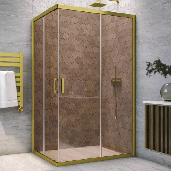 

Душевой угол-ограждение «Vegas Glass» ZA-F Novo 120/110 бронза/брашированное золото без поддона универсальный