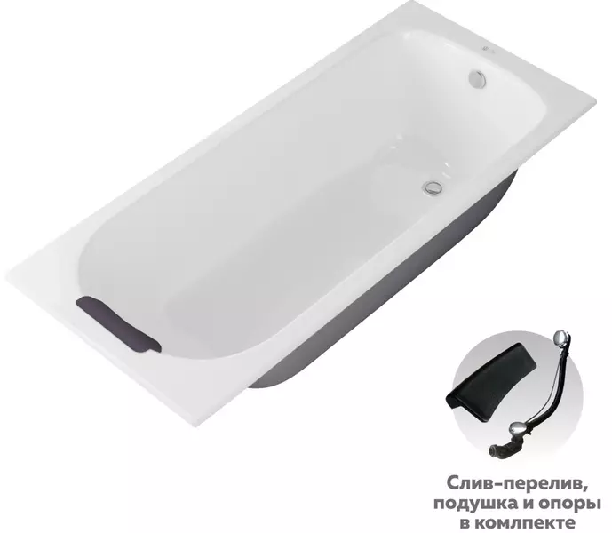 

Ванна чугунная «Owl 1975» Roxen 170/70 с подголовником с ножками с сифоном белая