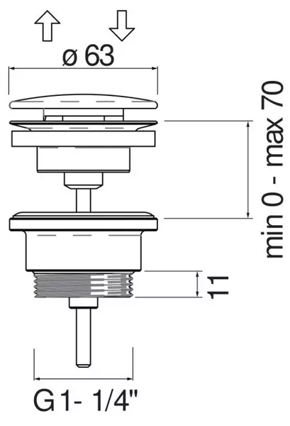 Донный клапан для раковины «Nobili» AV00110/11RCP с механизмом Клик-Клак