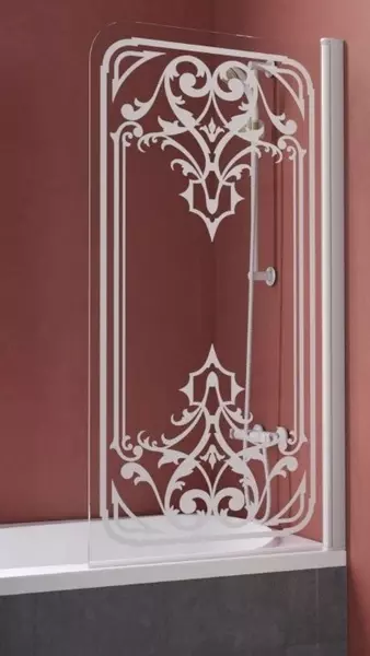 

Шторка на ванну стеклянная «Vegas Glass» Ev Lux 75/150 прозрачная с матовым рисунком/белая правая