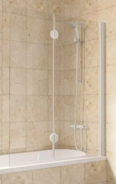

Шторка на ванну стеклянная «Vegas Glass» E2V Lux 120/150 Crystal vision/белая правая