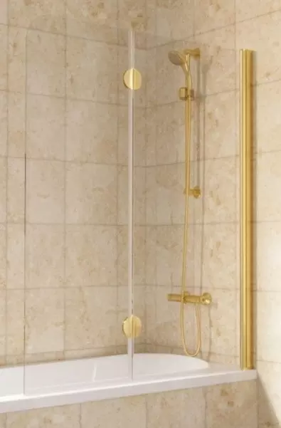 Шторка на ванну стеклянная Vegas Glass E2V Lux 120150 прозрачнаязолото глянцевое правая 43740₽