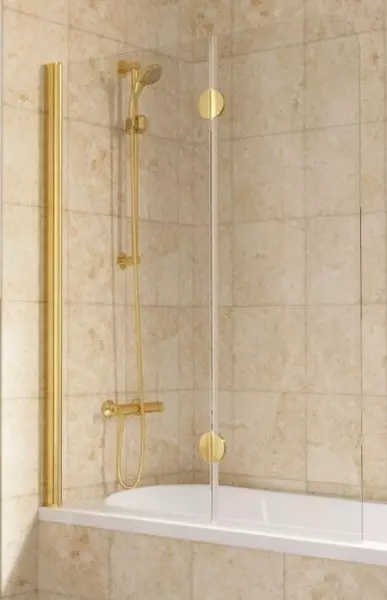 Шторка на ванну стеклянная Vegas Glass E2V Lux 120150 Crystal visionзолото глянцевое левая 48267₽