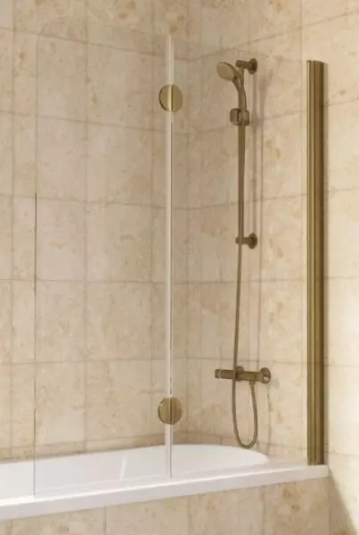 Шторка на ванну стеклянная «Vegas Glass» E2V Lux 120/150 Crystal vision/бронза правая