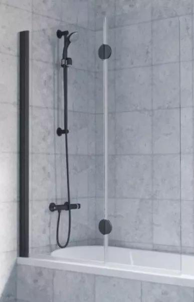 Шторка на ванну стеклянная Vegas Glass E2V Lux 120150 Crystal visionчёрная матовая левая 43740₽