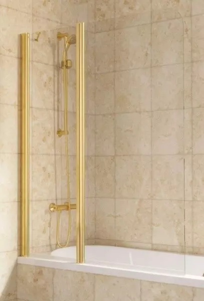 Шторка на ванну стеклянная Vegas Glass E2V Lux ST 115150 Crystal visionзолото глянцевое левая 48267₽