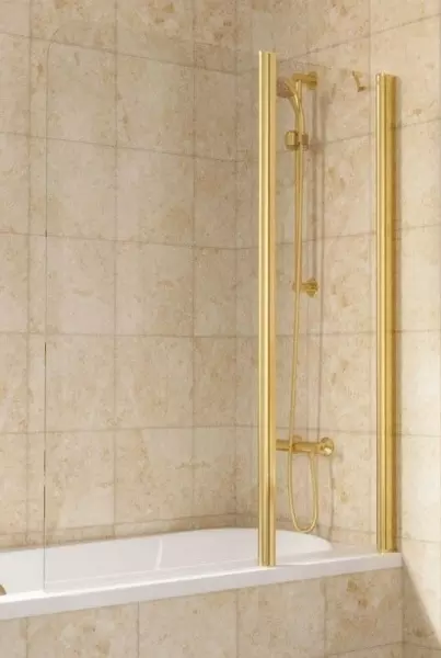 Шторка на ванну стеклянная Vegas Glass E2V Lux ST 115150 Crystal visionзолото глянцевое правая 48267₽