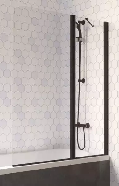 Шторка на ванну стеклянная Vegas Glass E2V Lux ST 115150 Crystal visionчёрная матовая правая 43740₽