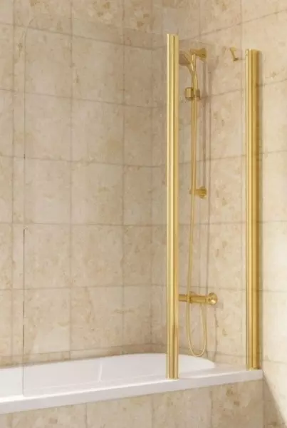 Шторка на ванну стеклянная Vegas Glass E2V Lux ST 125150 Crystal visionзолото глянцевое правая 52467₽