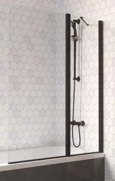 Шторка на ванну стеклянная Vegas Glass E2V Lux ST 125150 Crystal visionчёрная матовая правая 47940₽