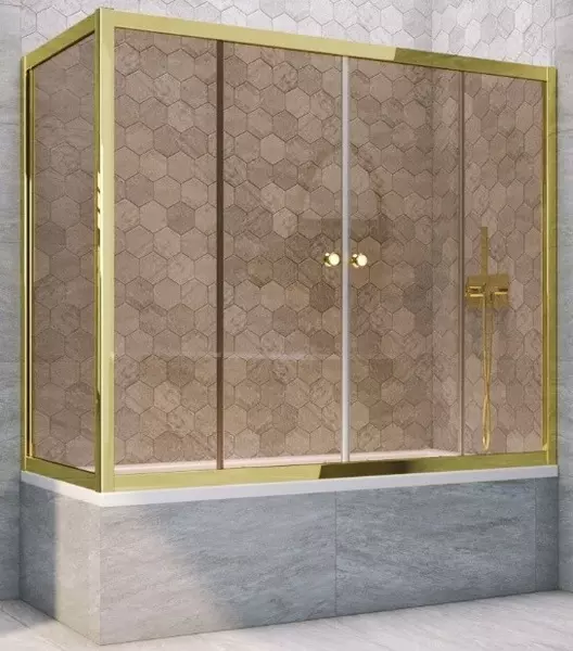 

Шторка на ванну стеклянная «Vegas Glass» Z2V+ZVF Tur Novo 150/70 бронза/золото глянцевое универсальная