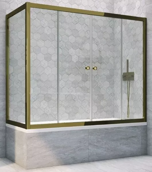 

Шторка на ванну стеклянная «Vegas Glass» Z2V+ZVF Tur Novo 150/70 Crystal vision/бронза универсальная