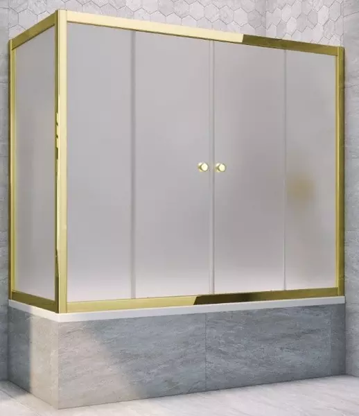 

Шторка на ванну стеклянная «Vegas Glass» Z2V+ZVF Tur Novo 150/75 сатин/золото глянцевое универсальная