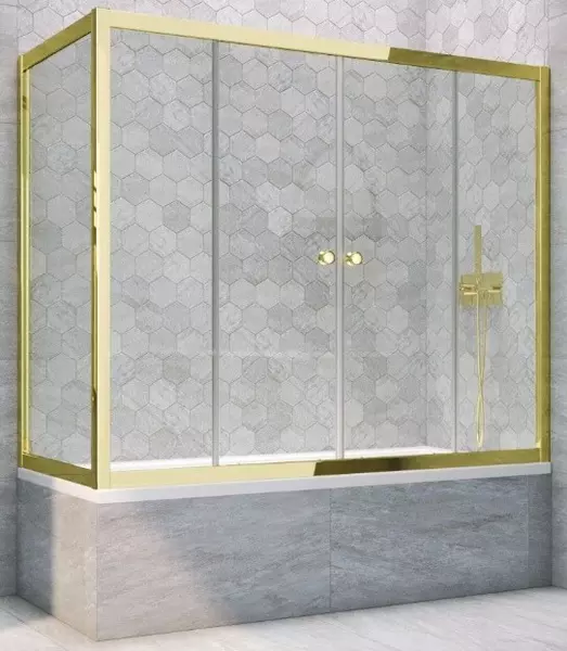 

Шторка на ванну стеклянная «Vegas Glass» Z2V+ZVF Tur Novo 150/75 Crystal vision/золото глянцевое универсальная