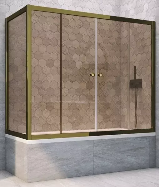 Шторка на ванну стеклянная «Vegas Glass» Z2V+ZVF Tur Novo 150/75 бронза/бронза универсальная