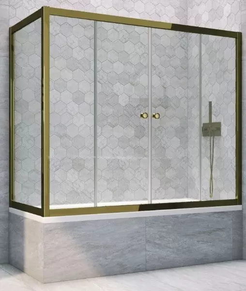 

Шторка на ванну стеклянная «Vegas Glass» Z2V+ZVF Tur Novo 150/75 Crystal vision/бронза универсальная