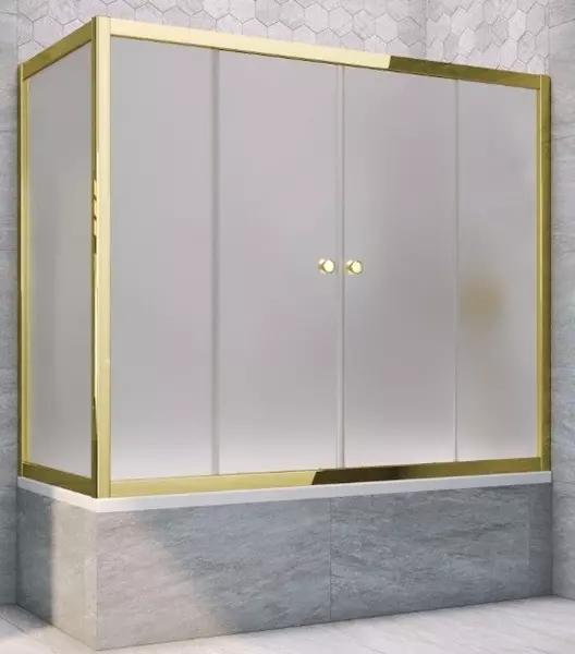 

Шторка на ванну стеклянная «Vegas Glass» Z2V+ZVF Tur Novo 150/80 сатин/золото глянцевое универсальная