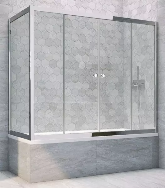

Шторка на ванну стеклянная «Vegas Glass» Z2V+ZVF Tur Novo 150/85 прозрачная/хром глянцевый универсальная