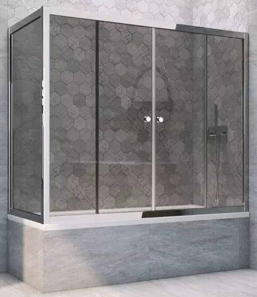 

Шторка на ванну стеклянная «Vegas Glass» Z2V+ZVF Tur Novo 150/85 графит/хром глянцевый универсальная