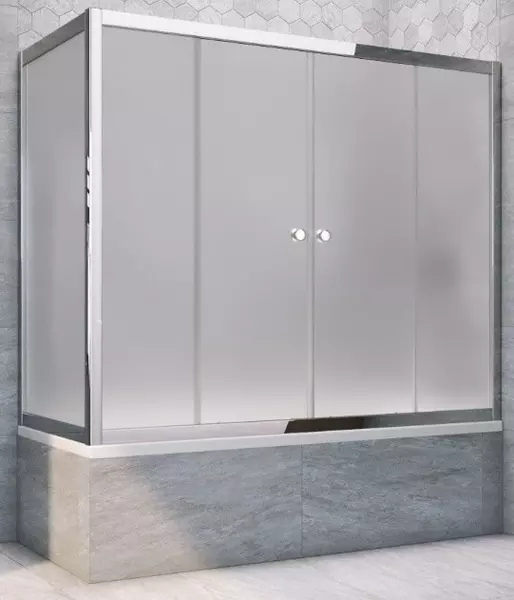 

Шторка на ванну стеклянная «Vegas Glass» Z2V+ZVF Tur Novo 150/85 сатин/хром глянцевый универсальная