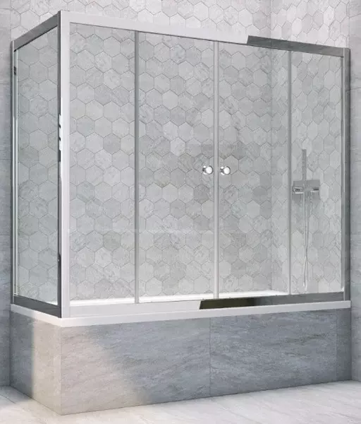 

Шторка на ванну стеклянная «Vegas Glass» Z2V+ZVF Tur Novo 150/90 Crystal vision/хром глянцевый универсальная