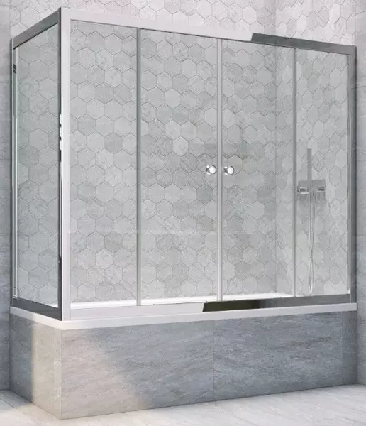 

Шторка на ванну стеклянная «Vegas Glass» Z2V+ZVF Tur Novo 160/85 прозрачная/хром глянцевый универсальная