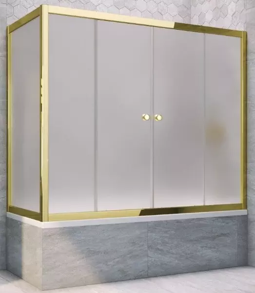 

Шторка на ванну стеклянная «Vegas Glass» Z2V+ZVF Tur Novo 160/85 сатин/золото глянцевое универсальная